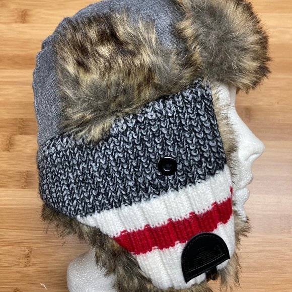 Youth Cabin Fever Faux Fur Contrast Knit Trapper Hat - Picture 2 of 7